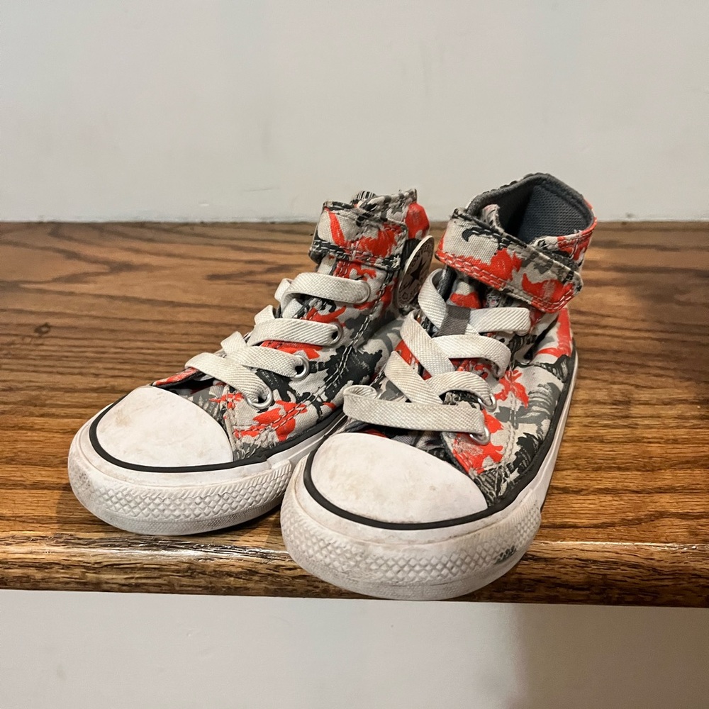 Converse Red and Black Dinosaur Kids Sneakers